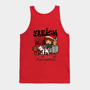 Sleigh Home Cute Kawaii Christmas Cartoon For Pet Lovers Tank Top